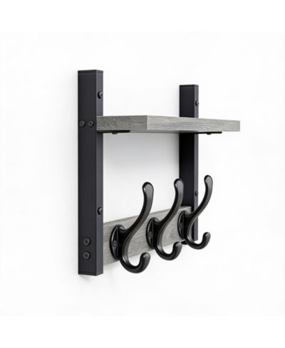 YIGII 20" Wall Shelf with Hooks - 60 lbs Capacity - Entryway Organizer - Stylish Decor