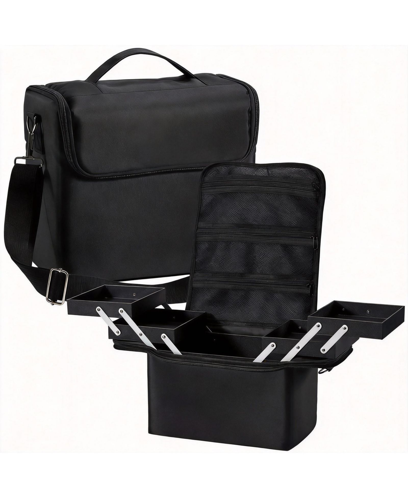 YIGII Large Makeup Organizer with 4 Tiers & Luggage Sleeve