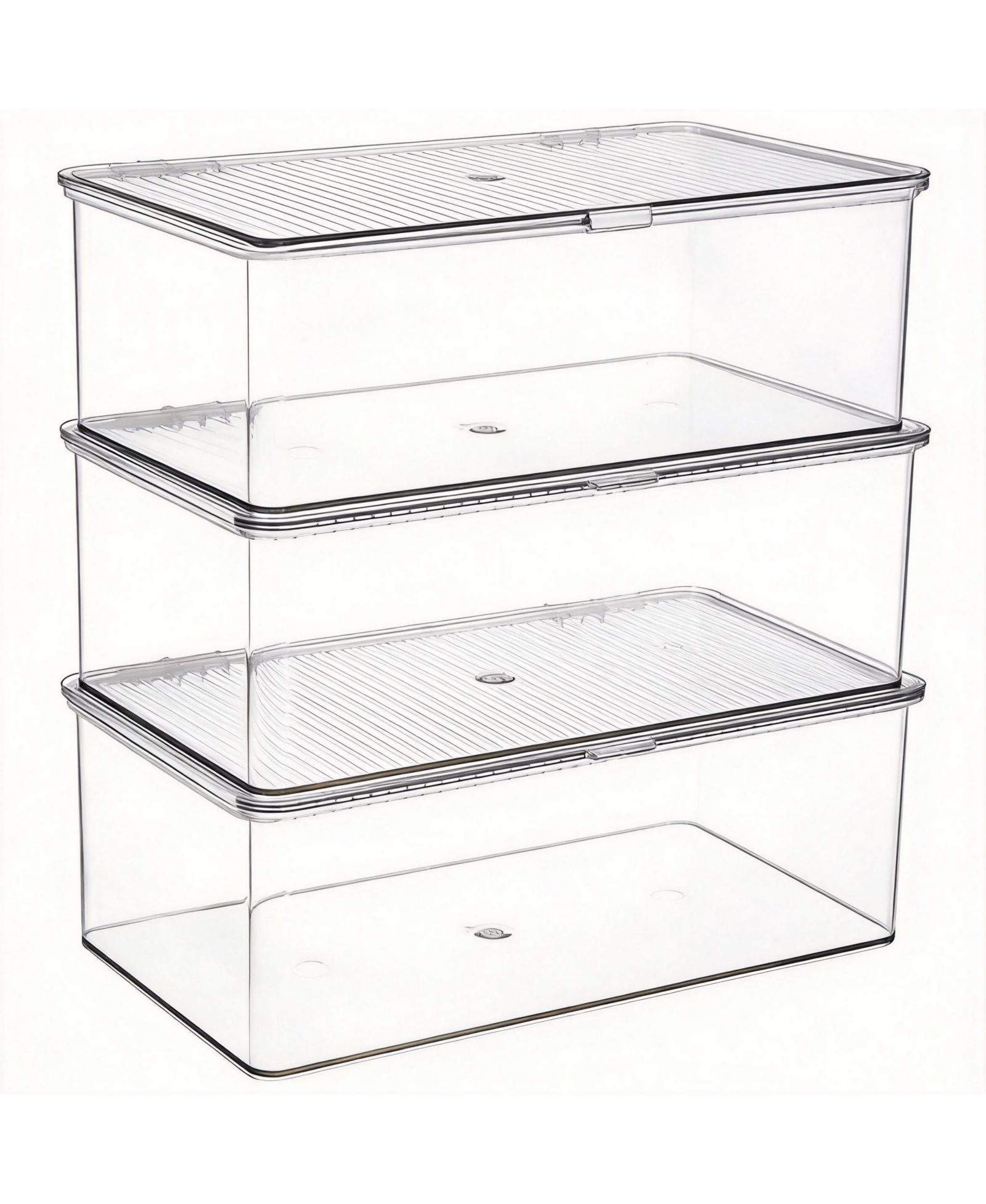 YIGII Set of 3 Clear Acrylic Storage Bins with Hinged Lid for Home & Office 3 Pack