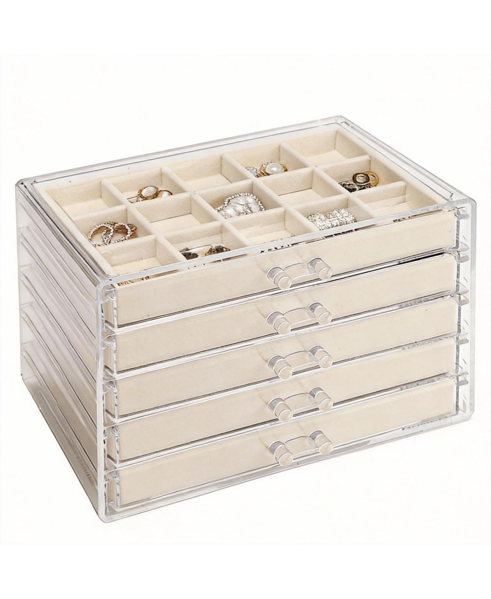 YIGII 5-Drawer Jewelry Organizer with Adjustable Velvet Trays