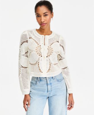 On 34th Women's Floral Pointelle Button-Front Cardigan, Macy's Exclusive
