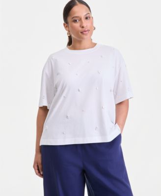 I.N.C. International Concepts Plus Size Jeweled T-Shirt, Macy's Exclusive