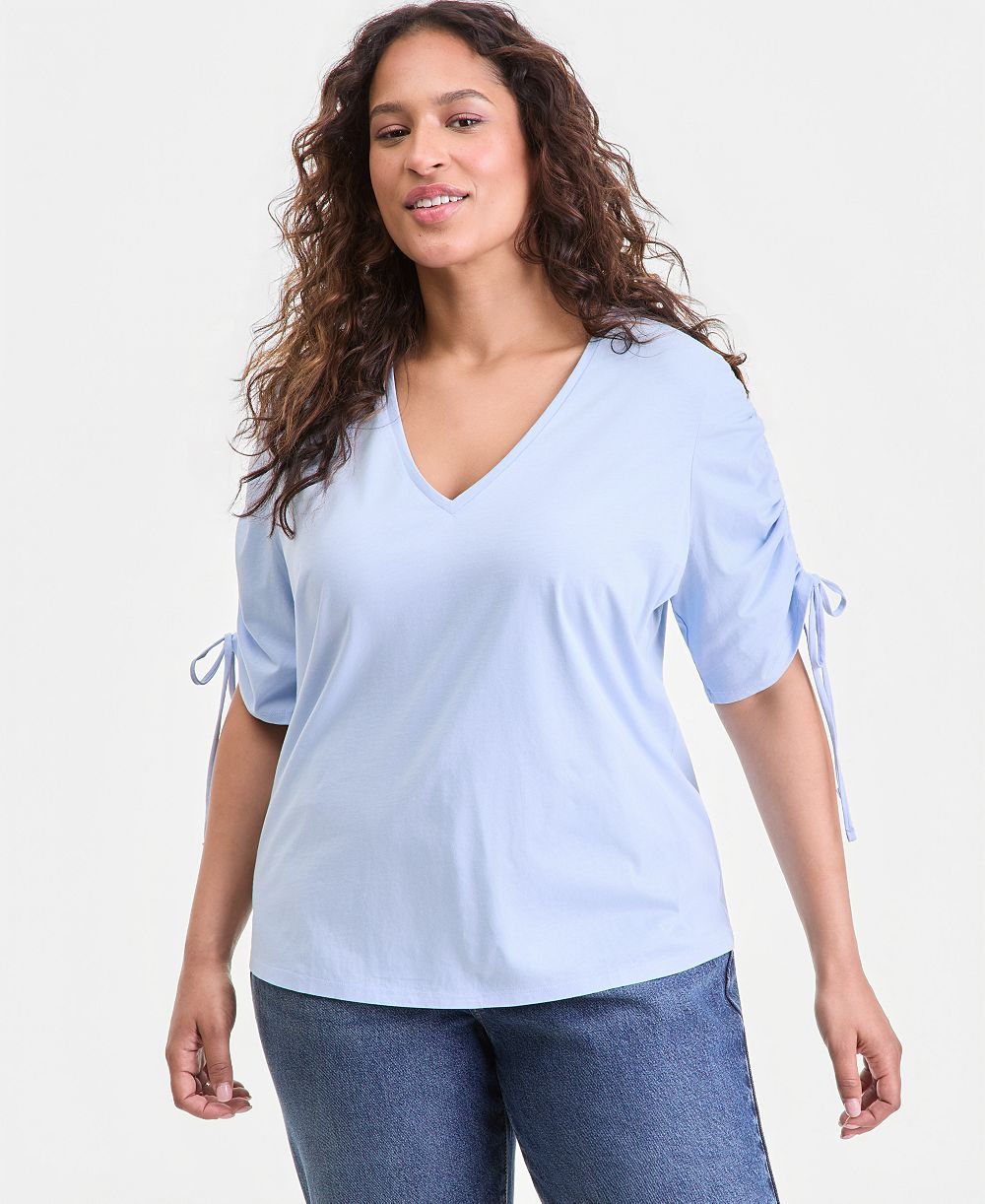 Верх I.N.C. International Concepts Plus Size с коротким рукавом и завязками