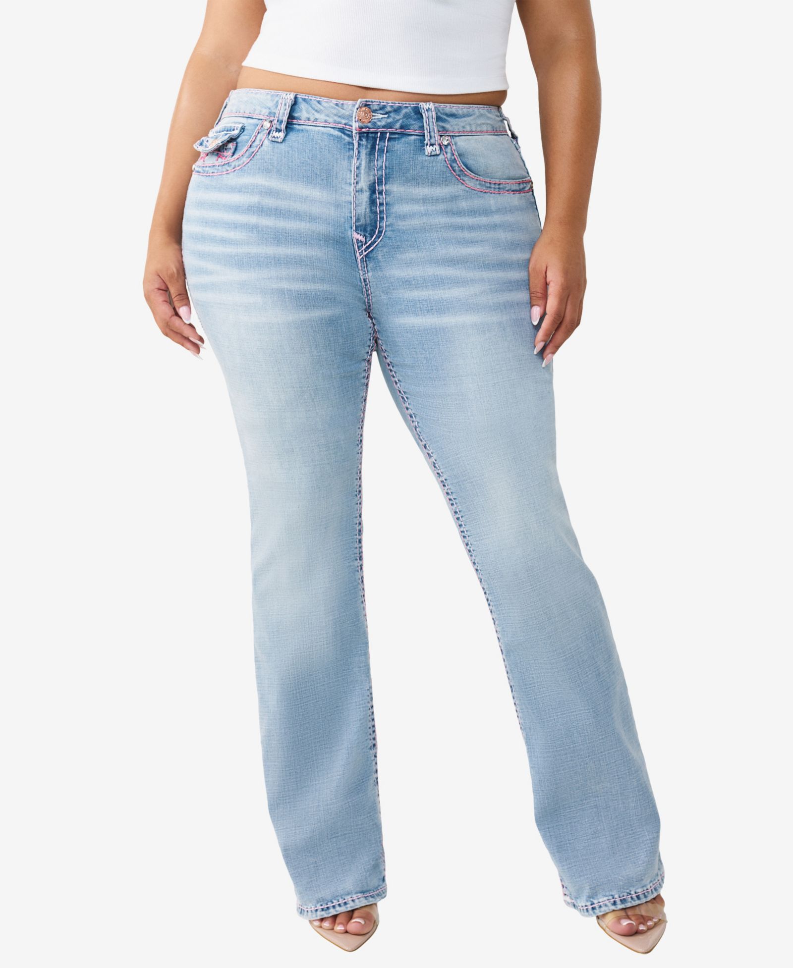 True Religion Plus Size Becca Mid-Rise Bootcut Super T-Flap Jeans