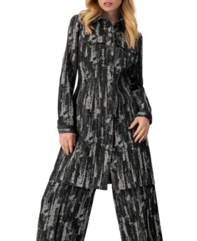 Ivonne Women's Abstract Denim Long Jacket