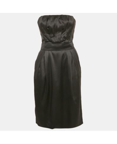 Pre-Owned Dolce & Gabbana Women's Black Satin Strapless Short Dress