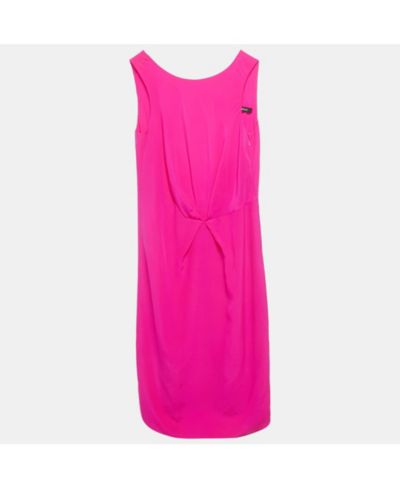 Pre-Owned Versace Women's Pink Silk Back Open Mini Dress
