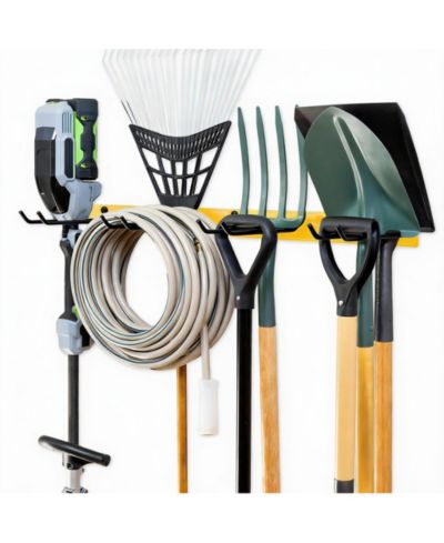 YIGII Wall-Mounted Tool Rack - 4 Hooks, Heavy-Duty Steel, 250lb Capacity, Easy Install
