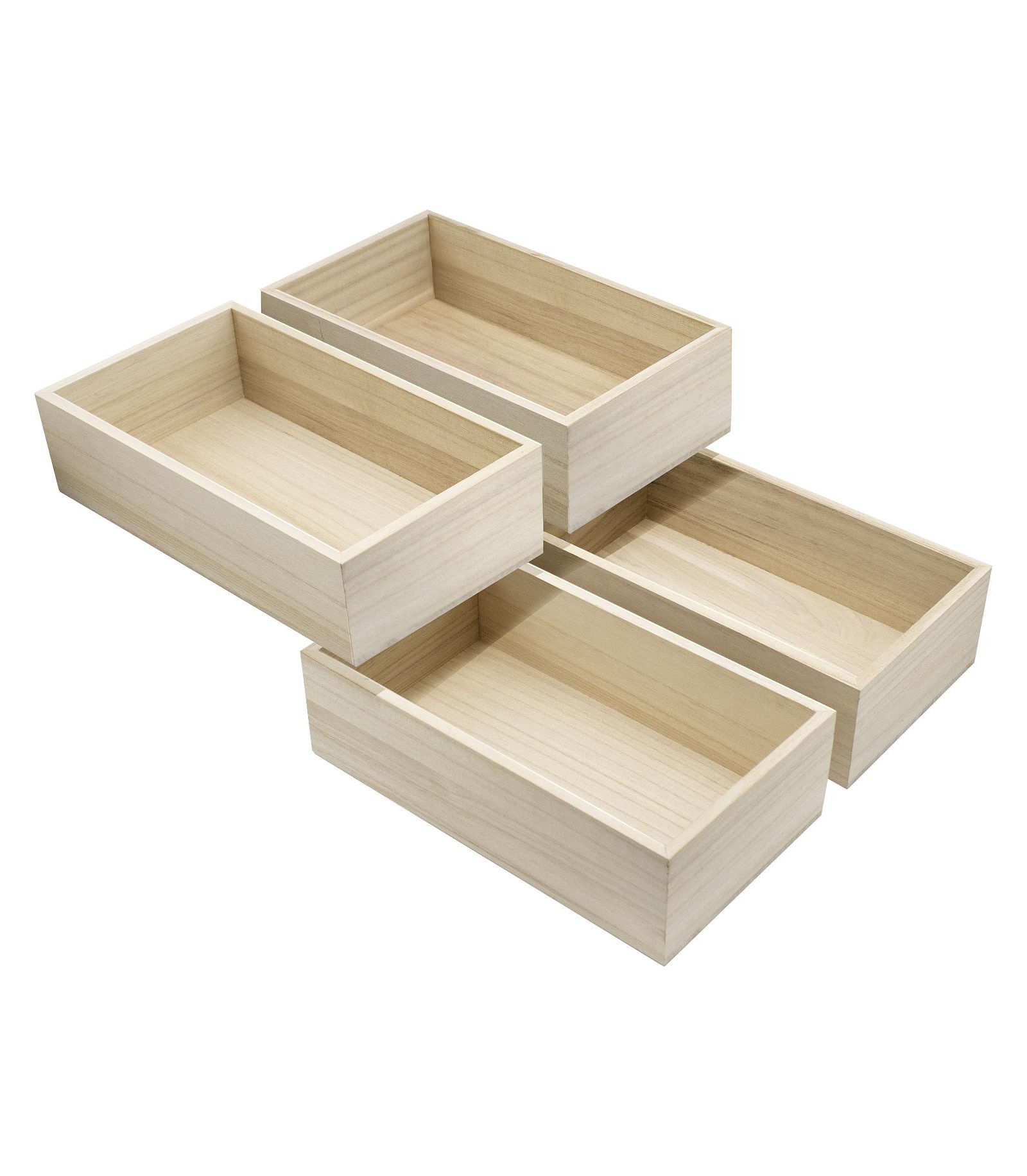 Sorbus 4 Pack Wood Crates Organizer Bins - for Pantry Organizer Storage, Closet, Cabinet