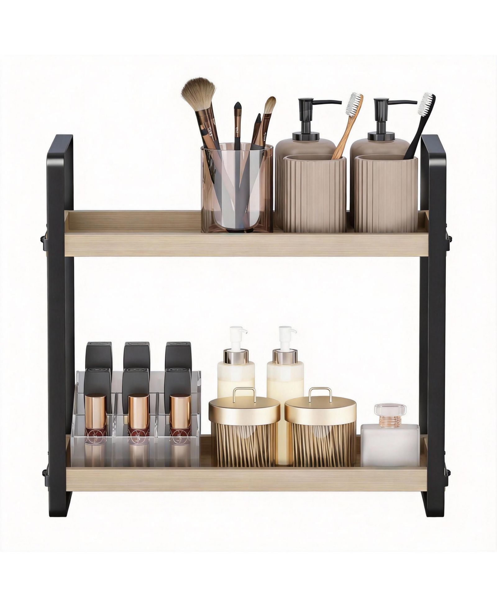 YIGII 2-Tier Wood Bathroom Organizer