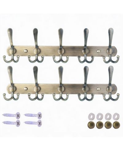 Настенный стеллаж YIGII Heavy Duty 5-Tri Hook, нержавеющая сталь, бронзовое покрытие