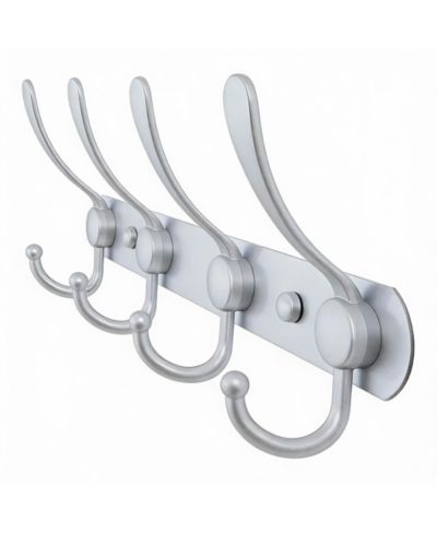 YIGII Heavy Duty Stainless Steel 5-Tri Hook Wall Rack for Hats, Coats, Towels, Silver