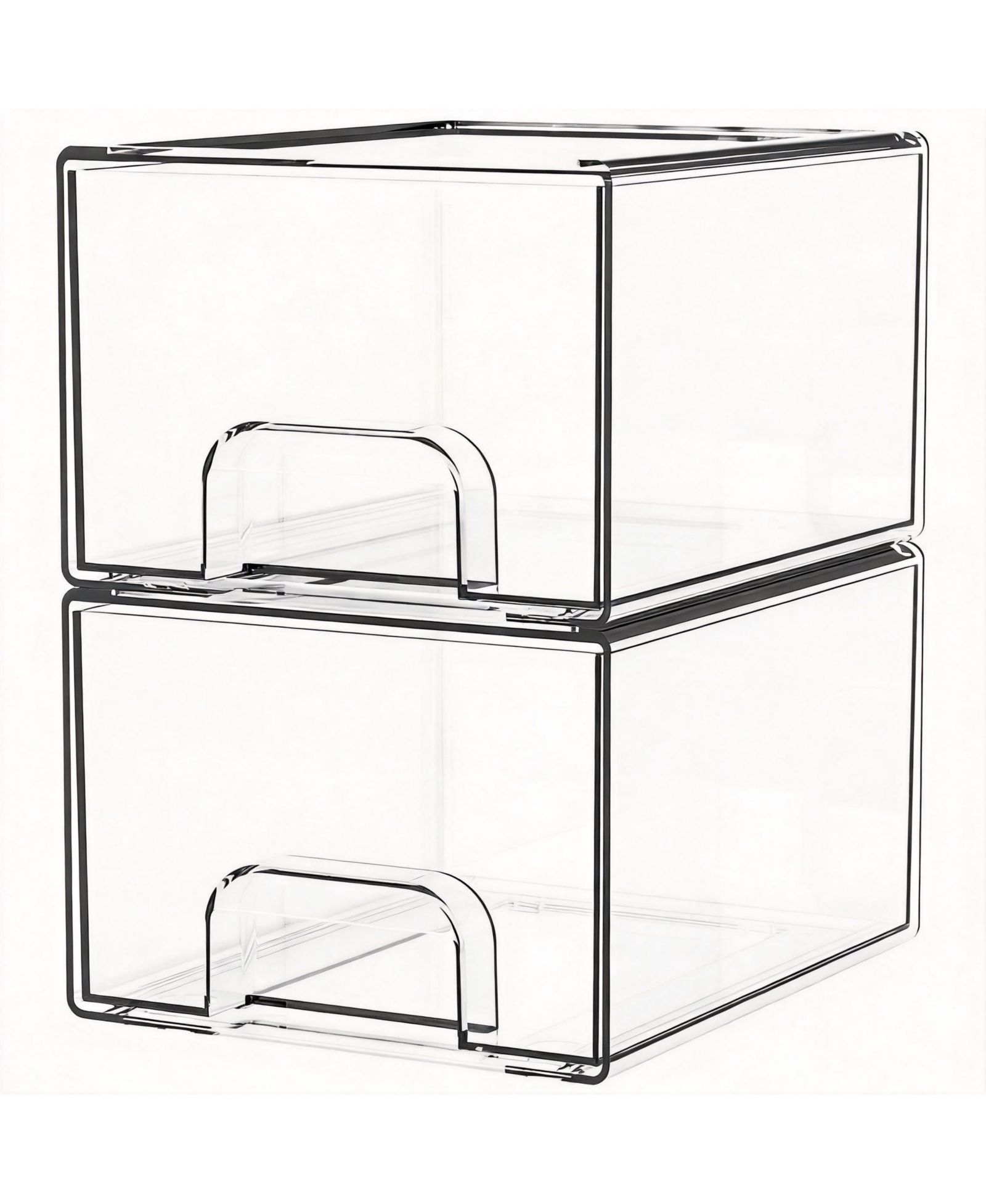 YIGII 2 Pack -Clear Stackable Acrylic Drawers for Bathroom, Office, and Home Organization