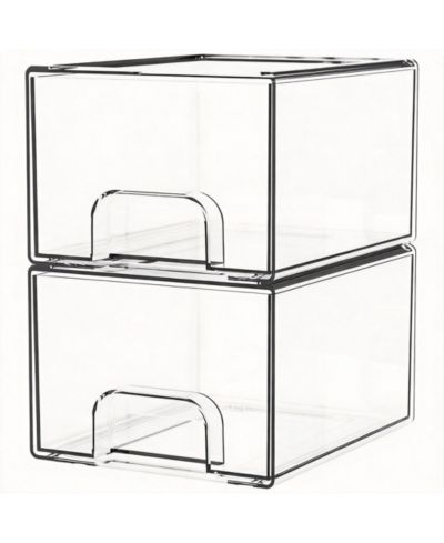 YIGII 2 Pack -Clear Stackable Acrylic Drawers for Bathroom, Office, and Home Organization