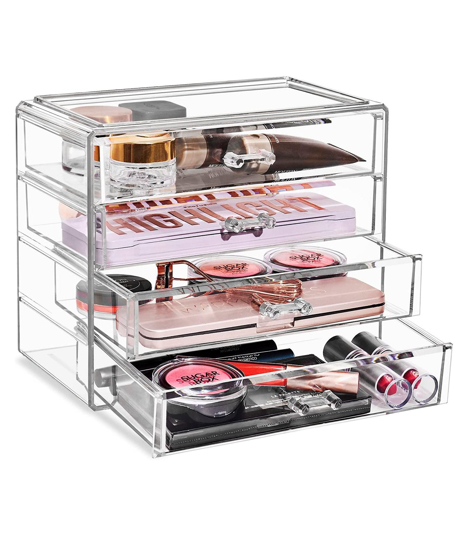 Sorbus 4 Drawer Clear Makeup Organizer and Storage for Cosmetics, Jewelry and more Clear Makeup Organizer for Vanity, College Dorm