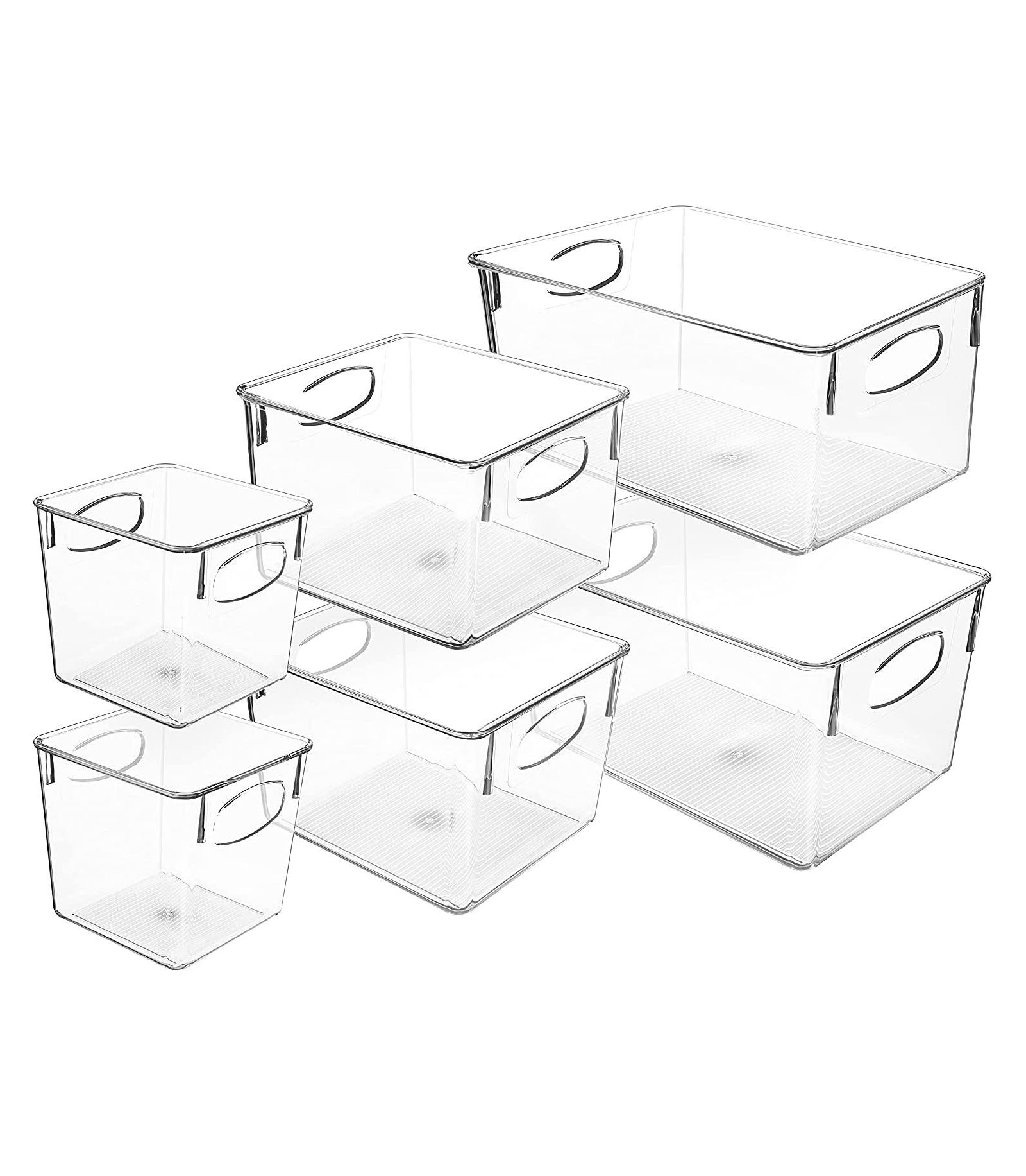 Sorbus 6 Piece Variety Pack Clear Storage Bins - for Kitchen, Cabinet Organizer, Pantry & Refrigerator