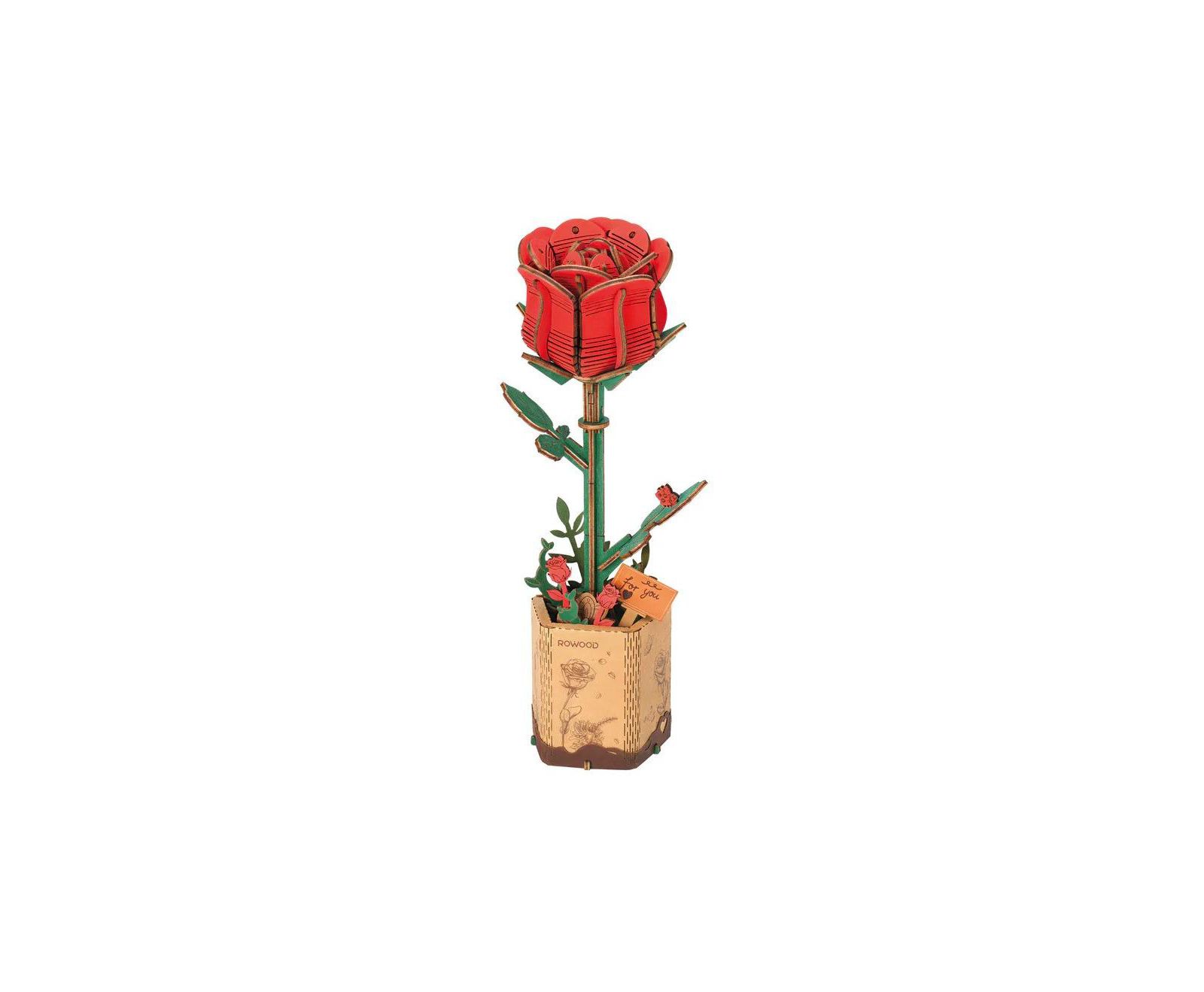 Flash Popup Red Rose 3D Wooden Puzzle, 106 Pieces, Ages 8+