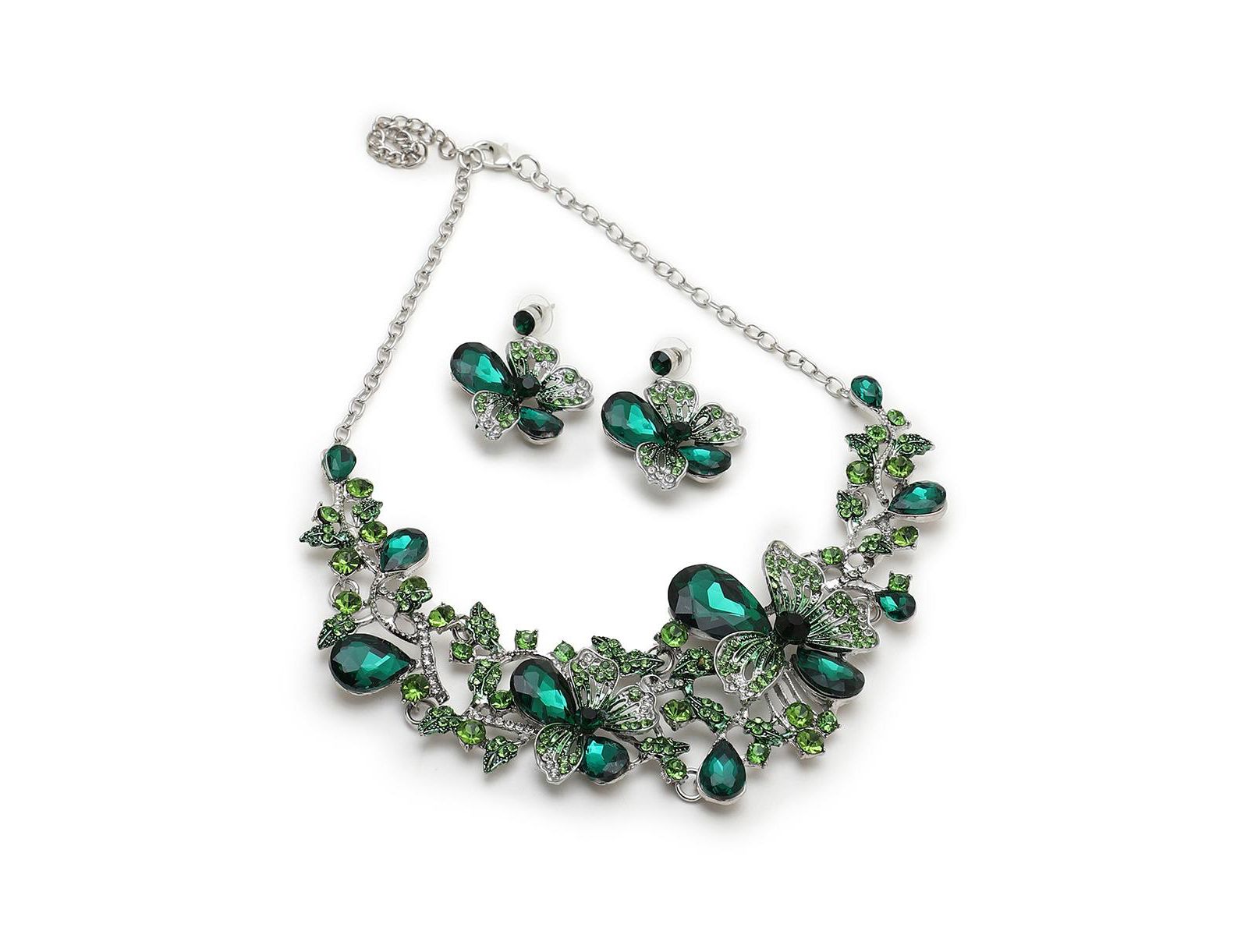 Комплект из ожерелья и сережек SOHI Green Teardrop Flora