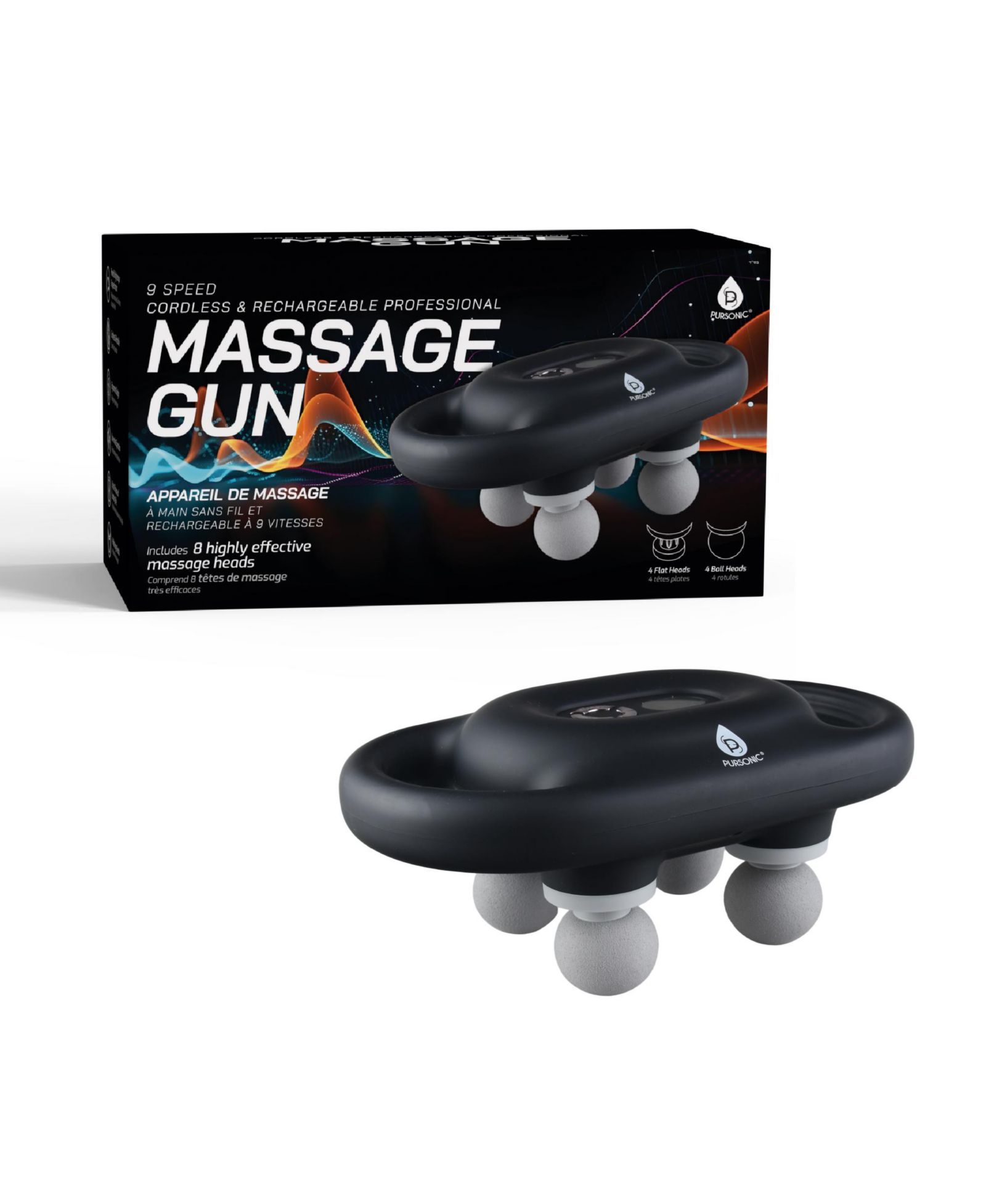 Массажный пистолет PURSONIC 9-Speed Deep Tissue Cordless, Rechargeable