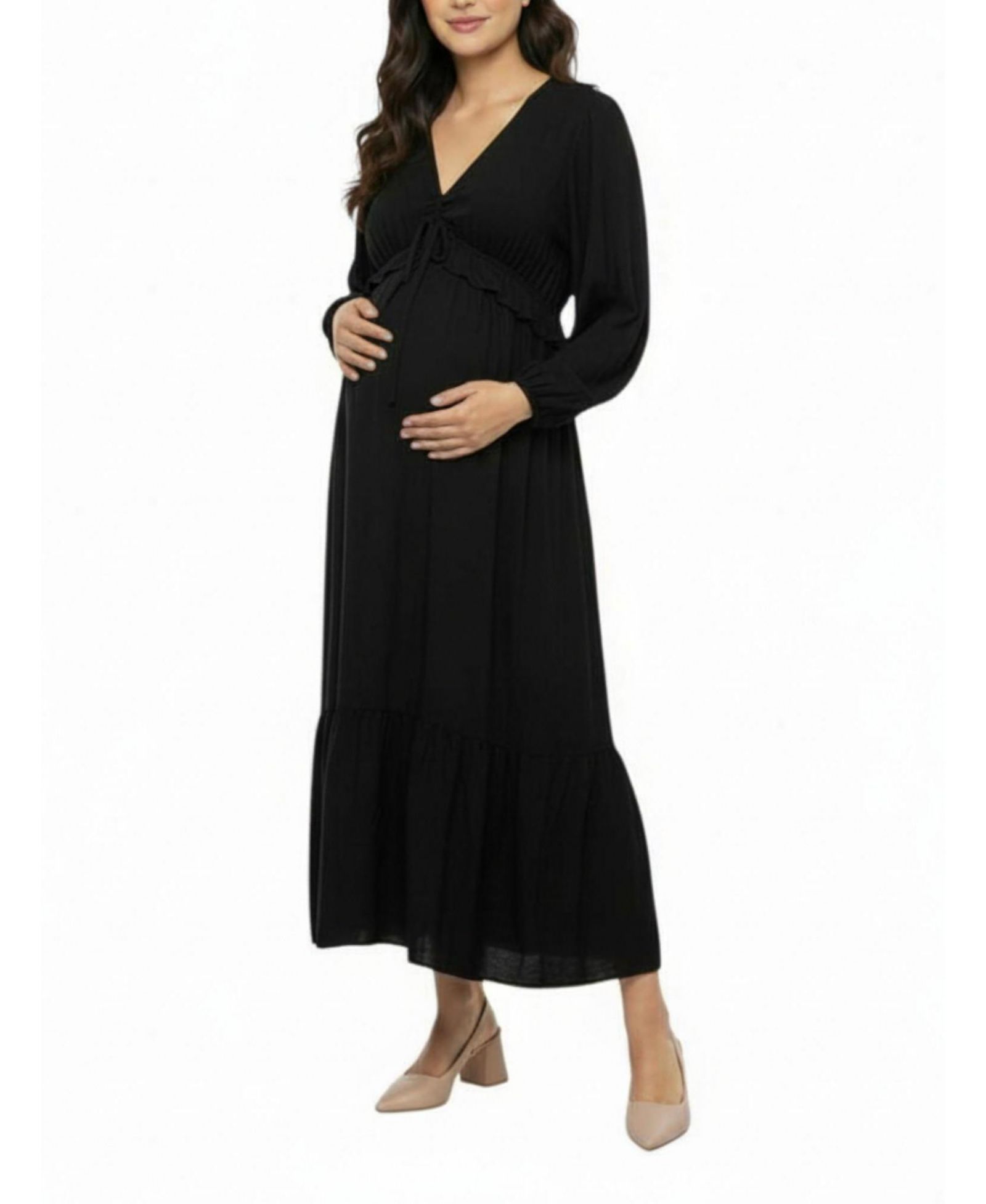 Motherhood Maternity платье Midi Puff Sleeve Ruffle