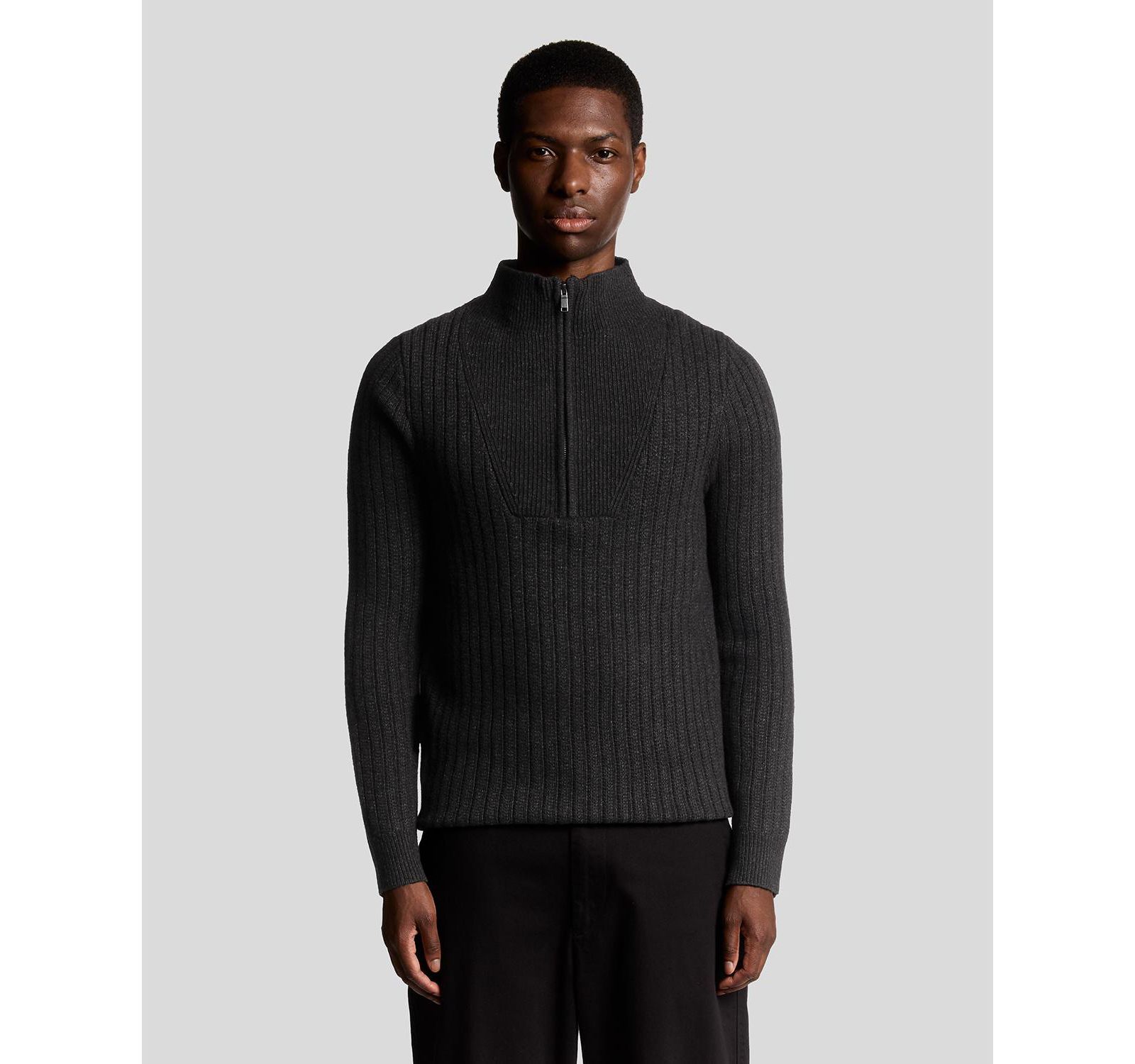 Lyle & Scott Men's Ribbed Half Zip Sweater
