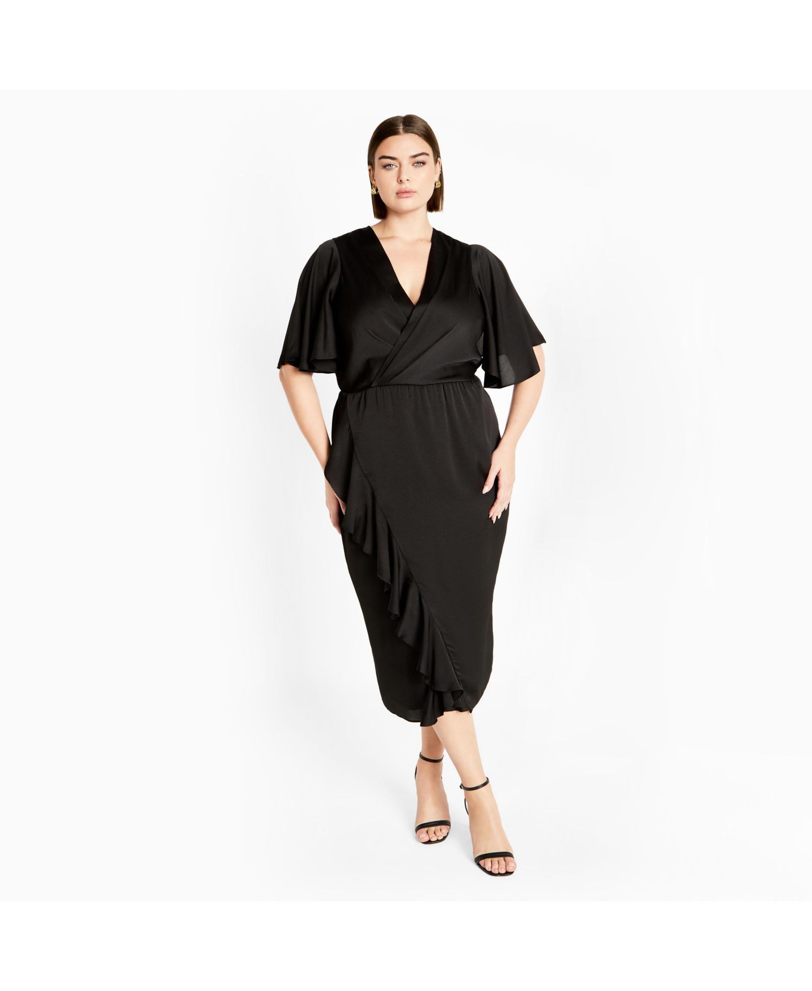 CITY CHIC Women's Plus Size Soft Ruffle Dress
