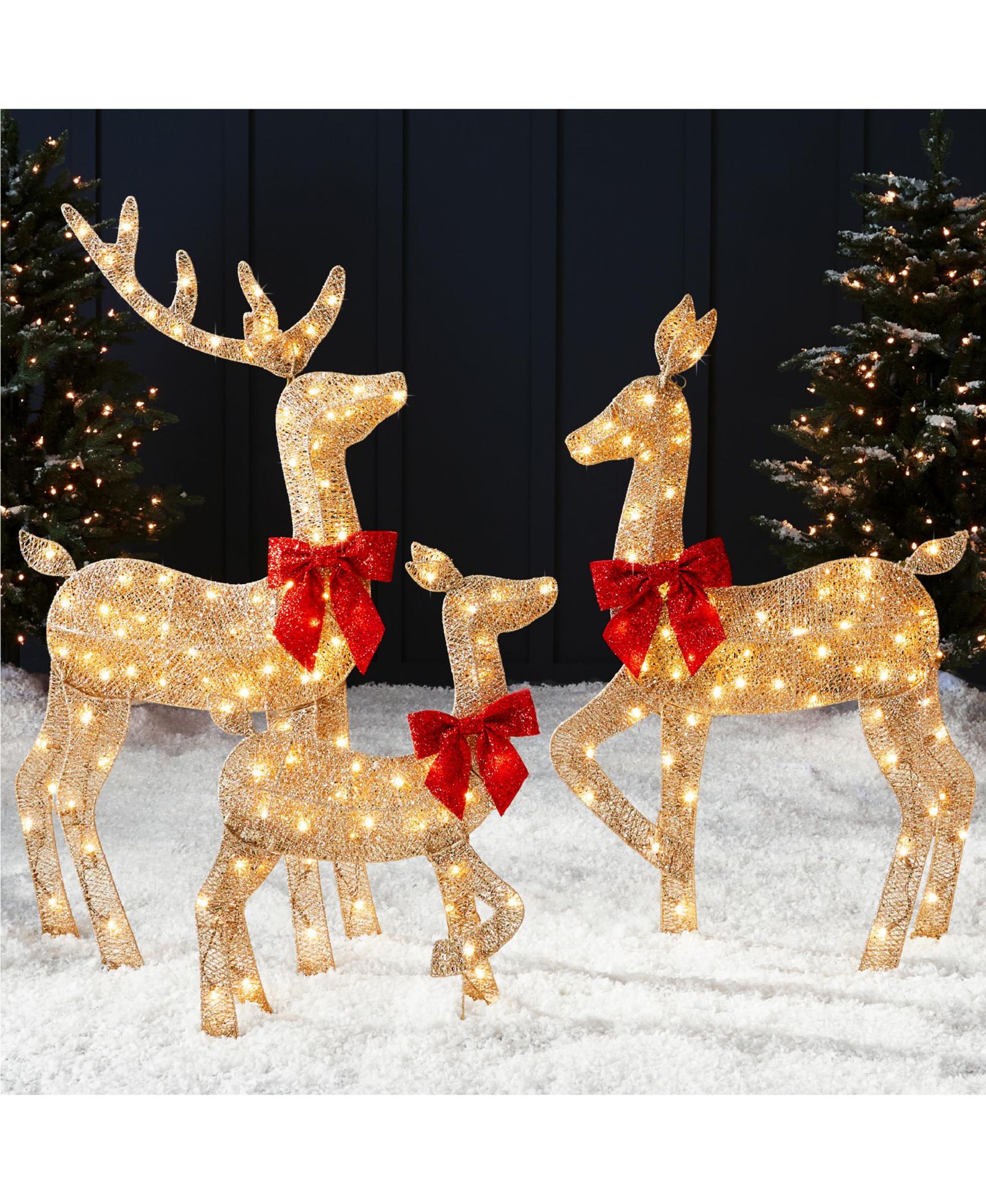 Best Choice Products 4ft 3-Piece Lighted 2D Christmas Deer Set Outdoor Yard Decoration w/ 175 LED Lights, Stakes