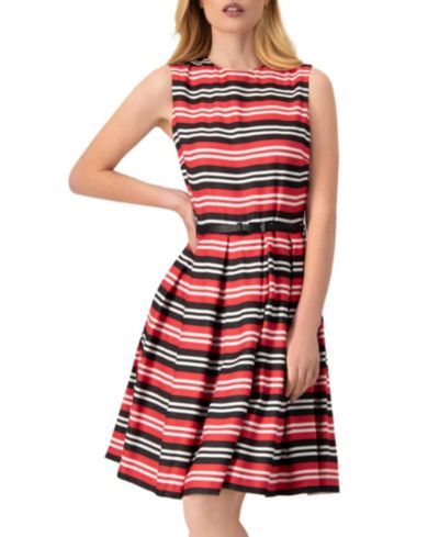 Ivonne Women's Sleeveless Striped Fit & Flare Dress
