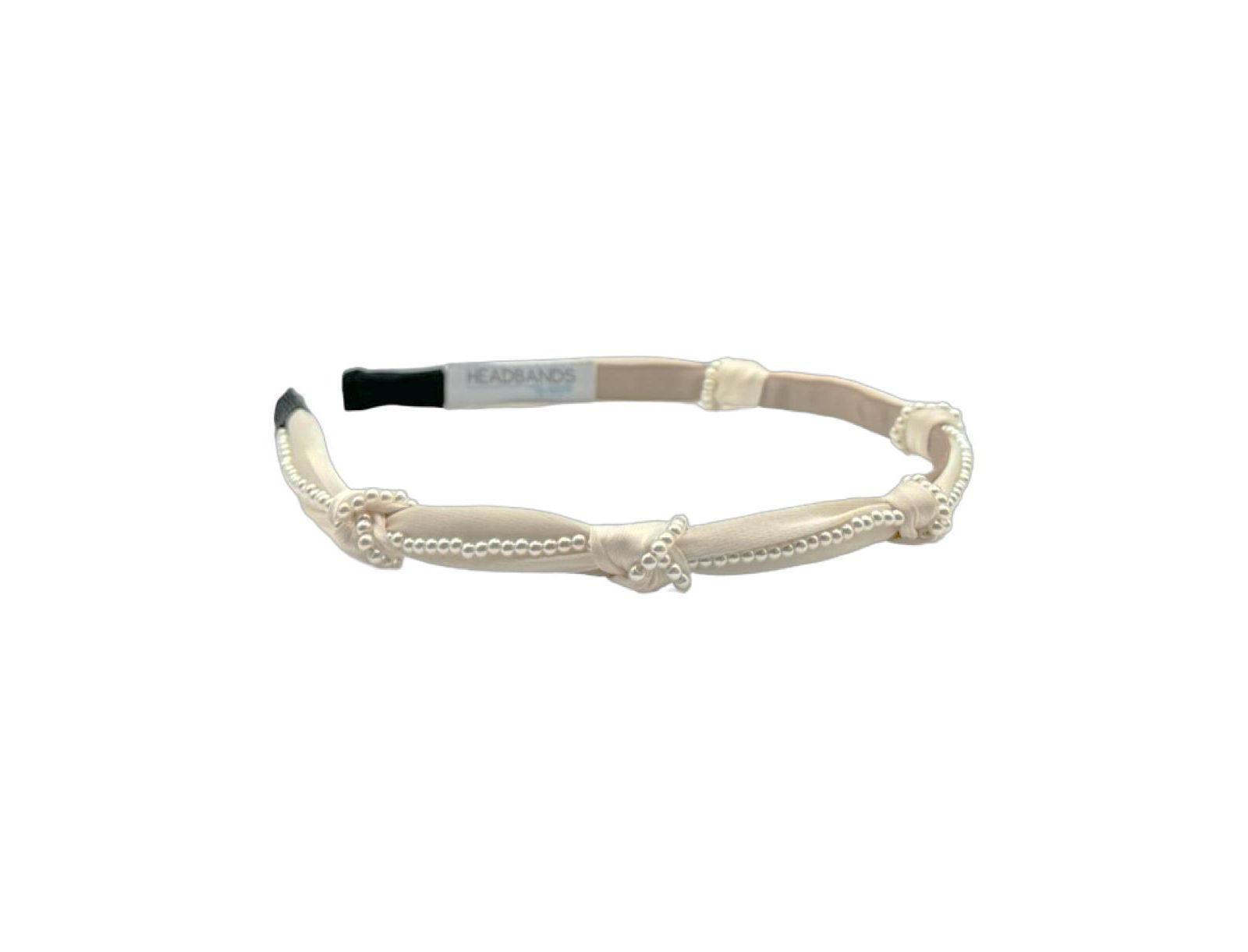Women's Knotted Satin Headband - Ivory Pearl