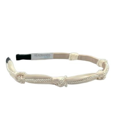 Женская атласная повязка на голову Knotted - Ivory Pearl
