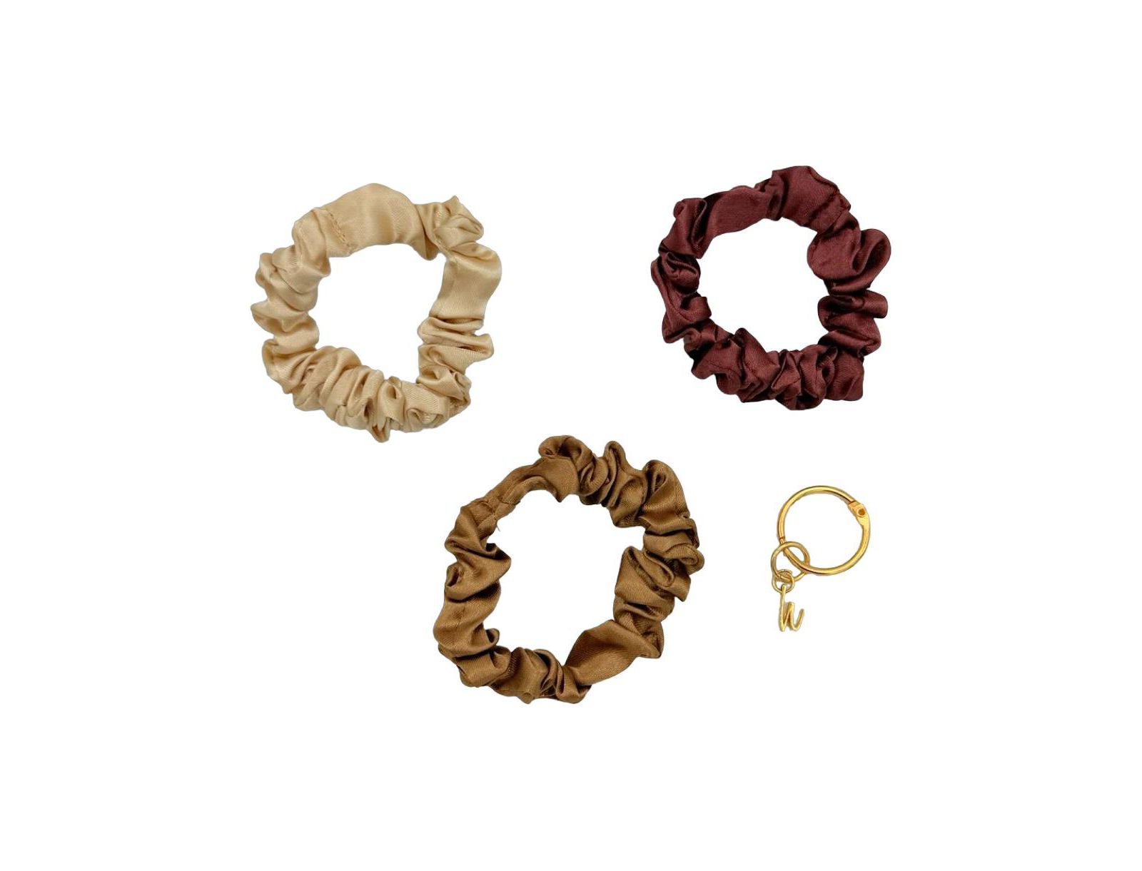 Headbands of Hope Women's Satin Scrunchie Set - Camel, Chestnut, Cream