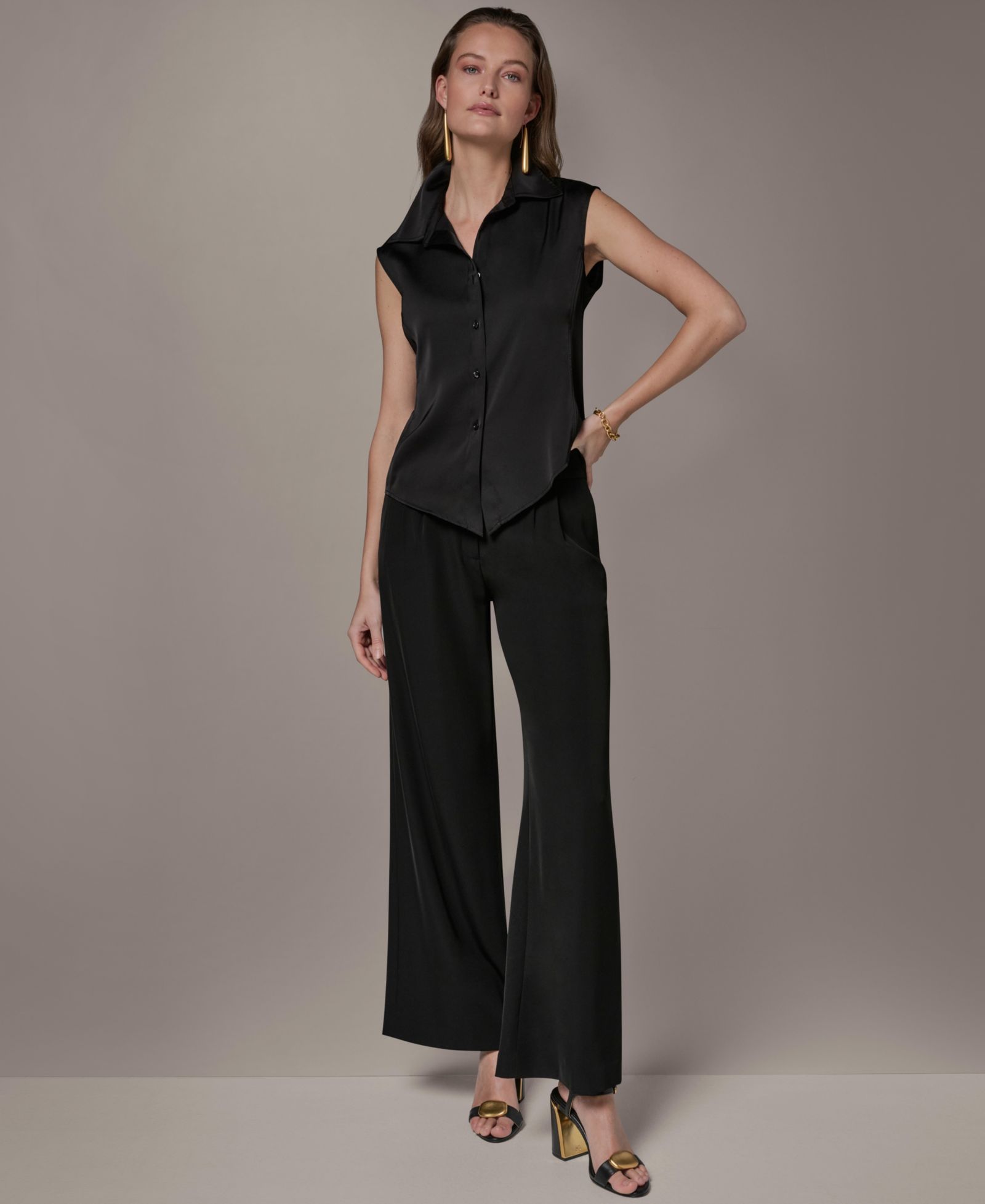 Donna Karan New York Женская рубашка Petite Button-Front