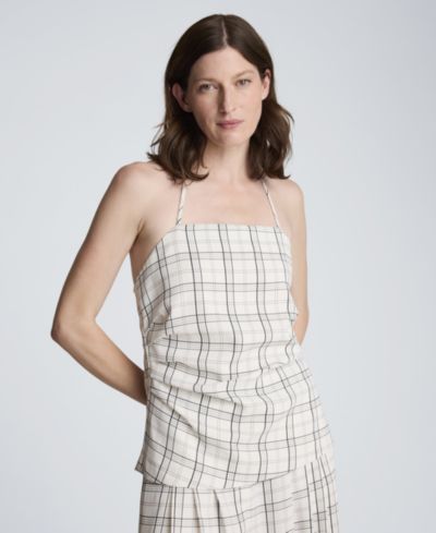 Kenneth Cole Женский топ-бюстье с halter neck в клетку