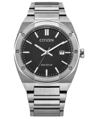 Citizen Мужские спортивные роскошные часы с сереистым стальным браслетом, 40mm