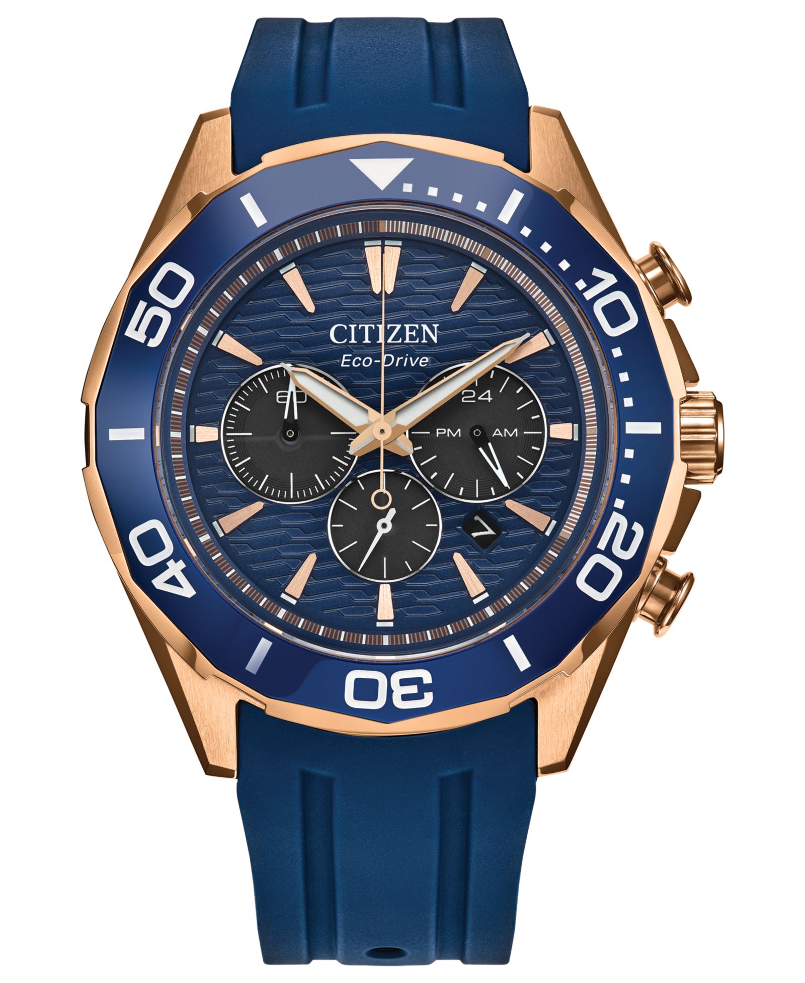 Citizen Мужские часы Endeavor Chronograph, синий ремешок, 43mm