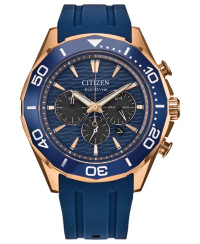 Citizen Мужские часы Endeavor Chronograph, синий ремешок, 43mm