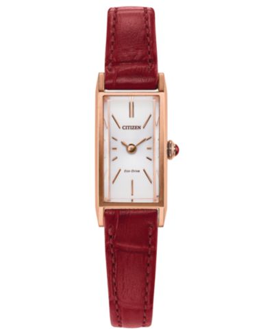 Citizen Women's Fio Red Leather Strap Watch, 14.3mm