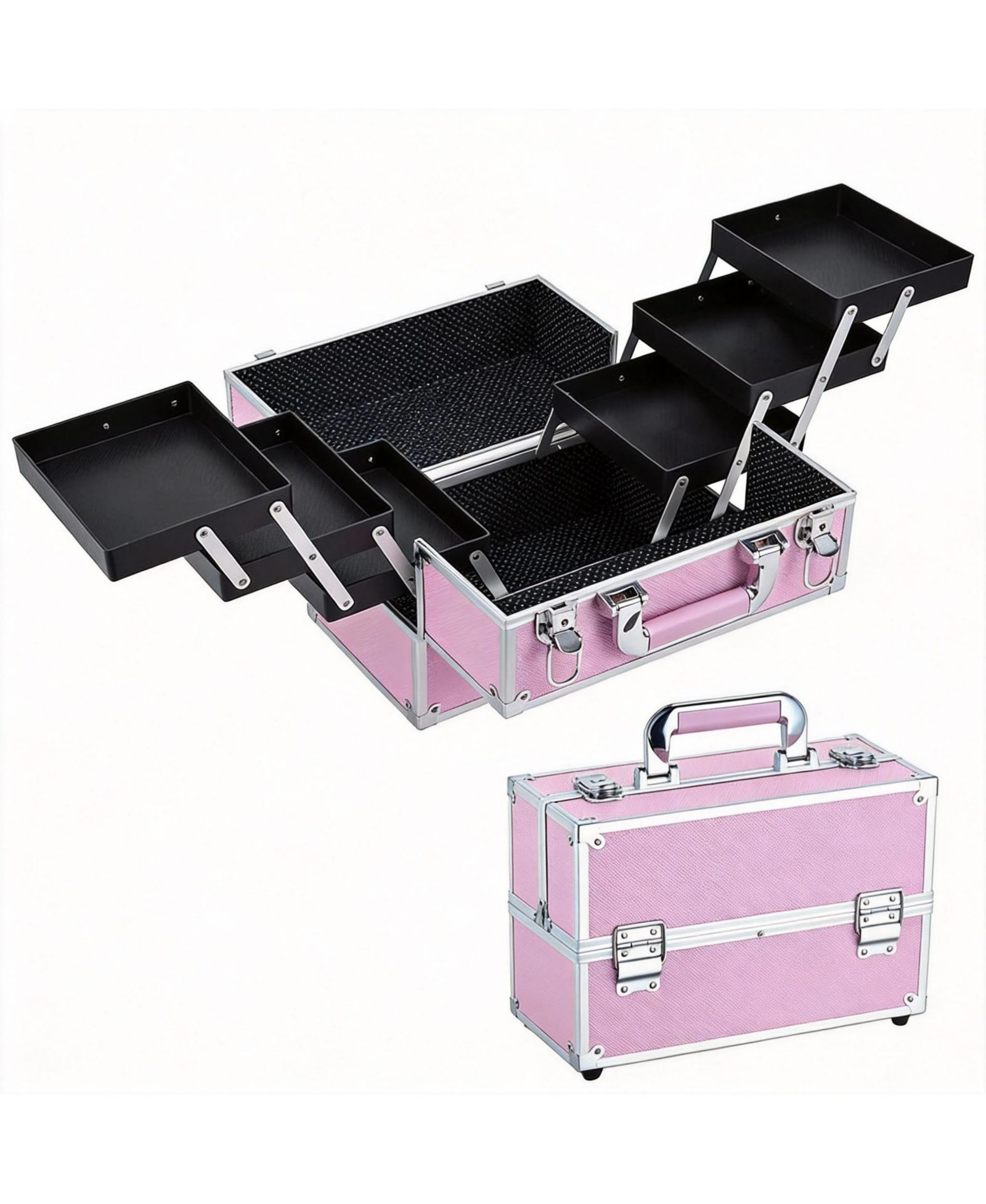 YIGII 6-Tier  Makeup Organizer with Lockable Travel Case