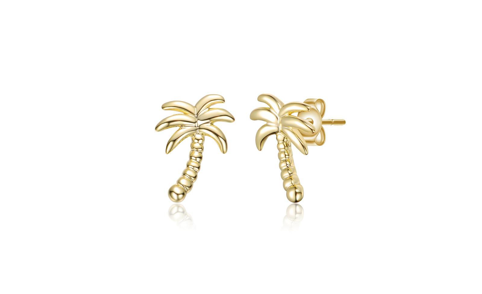 Серьги-гвоздики GiGiGirl Tropical Palm Tree, 14K Gold Plated