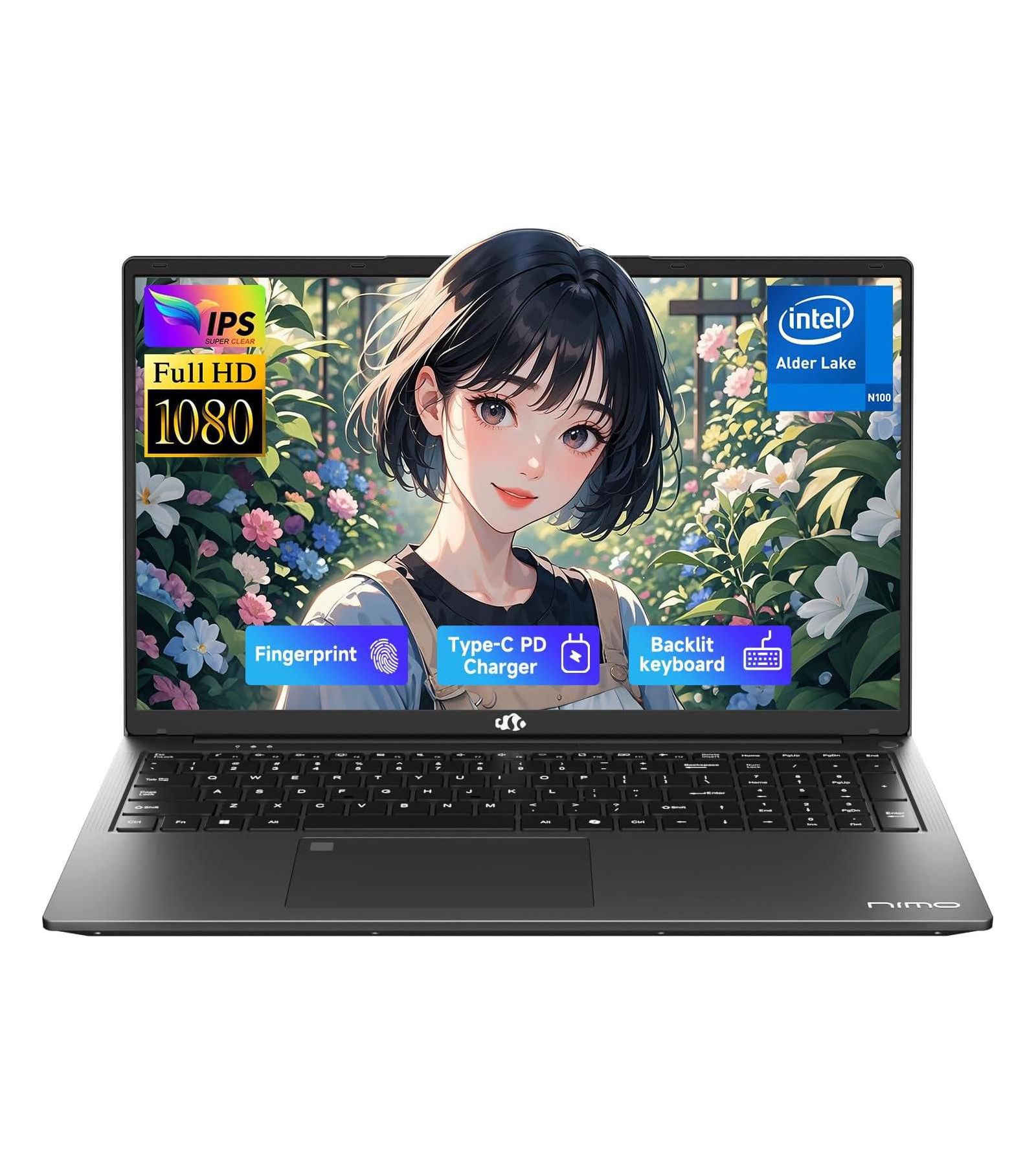 Nimo Ноутбук для студентов 17.3" IPS FHD, 8GB RAM 256GB SSD, Intel Pentium 4 Cores N100 (до 3.4GHz)