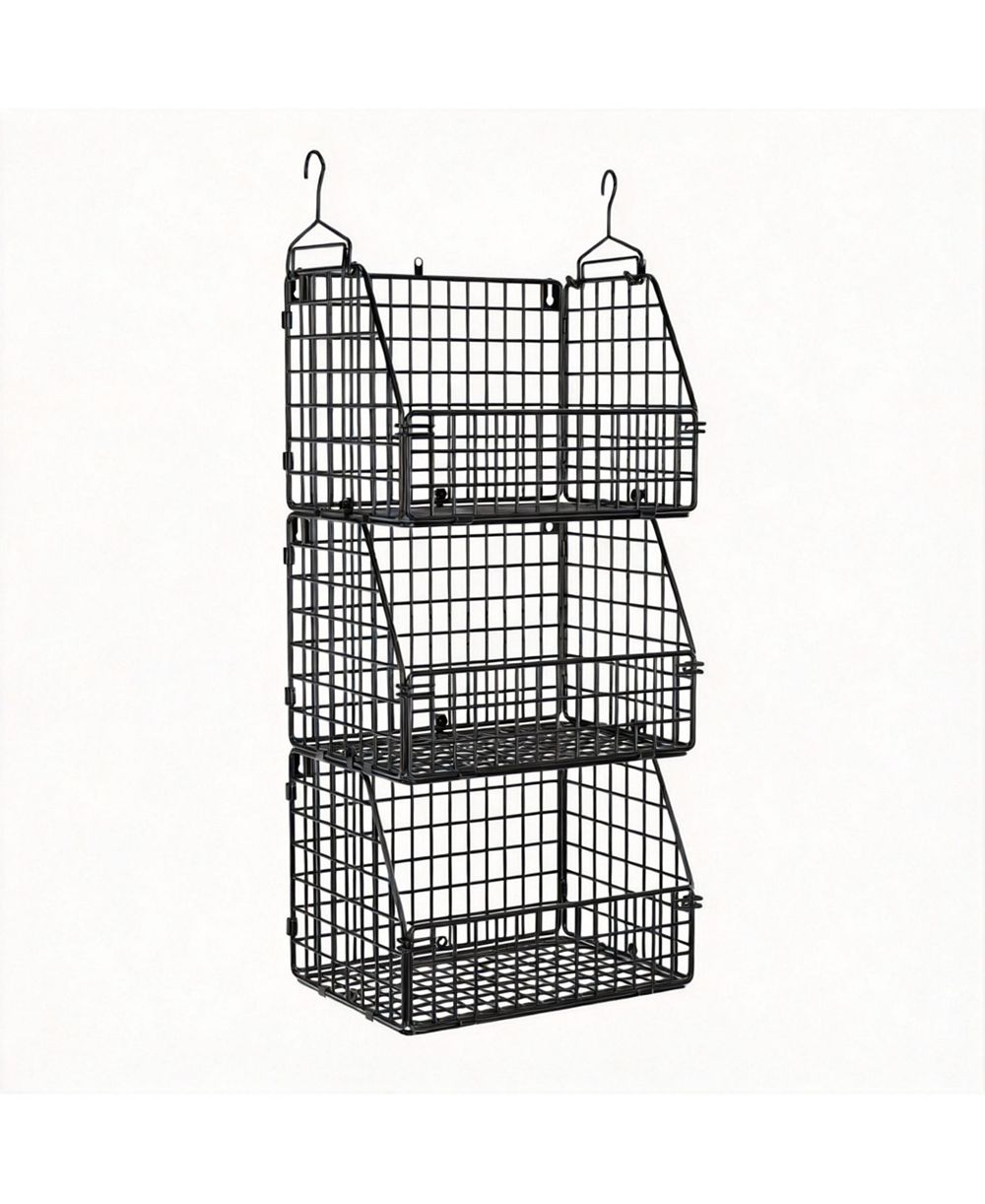YIGII 3-Pack Stackable Wire Baskets for Kitchen, Closet, Pantry