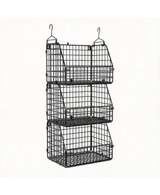 YIGII 3-Pack Stackable Wire Baskets for Kitchen, Closet, Pantry