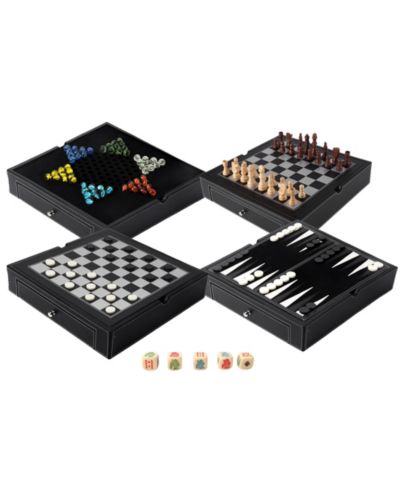 GSE Games & Sports Expert набор для настольных игр 5-в-1 с кожаной отделкой 12.5"