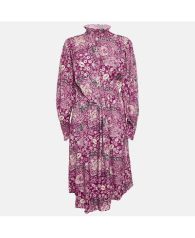 Pre-Owned Isabel Marant Women's Etoile Pink Printed Crepe Cescott Midi Dress