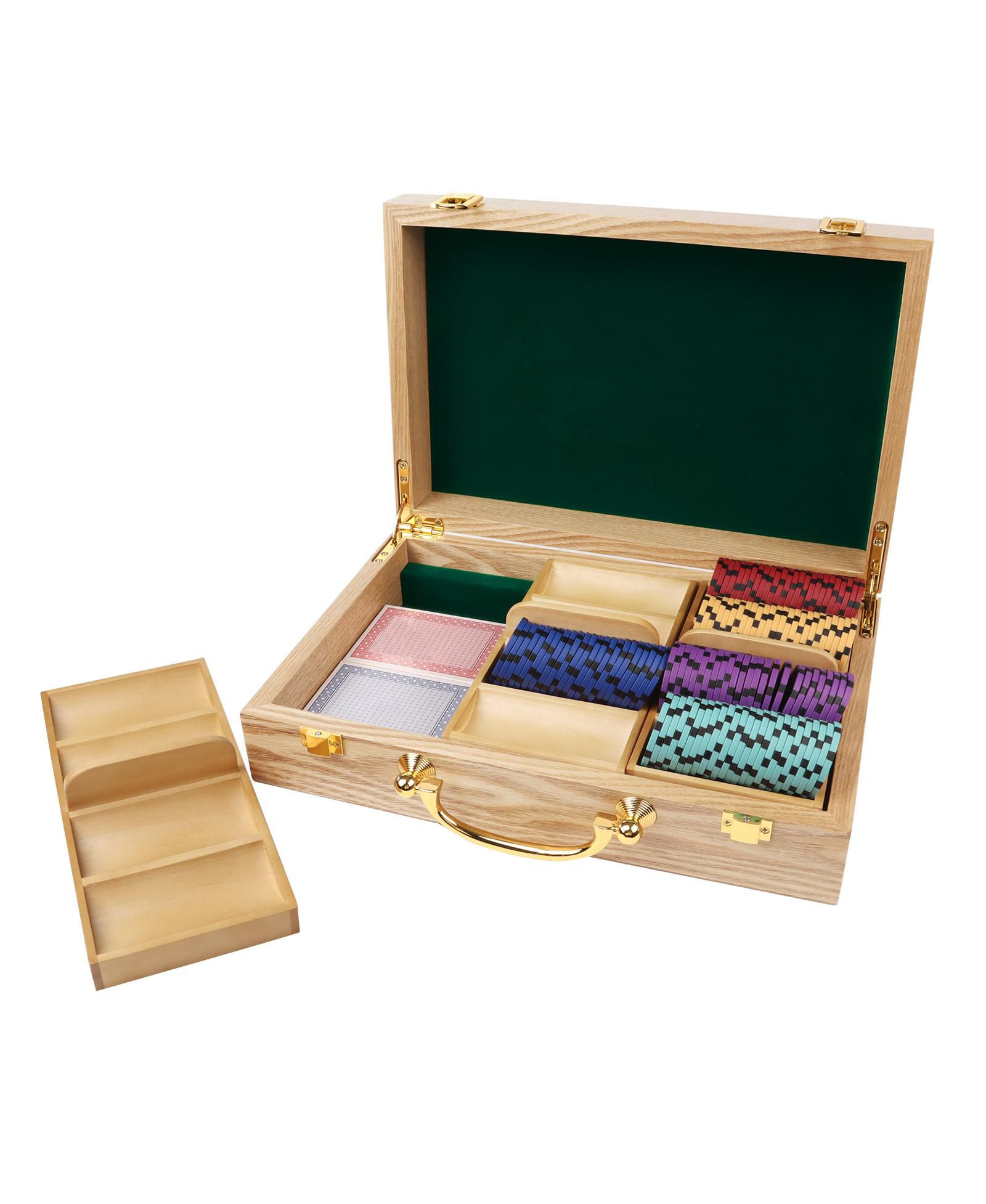 Набор фишек для покера GSE Games & Sports Expert Casino Wooden Poker Chip Case с деревянными лотками 300 Pieces