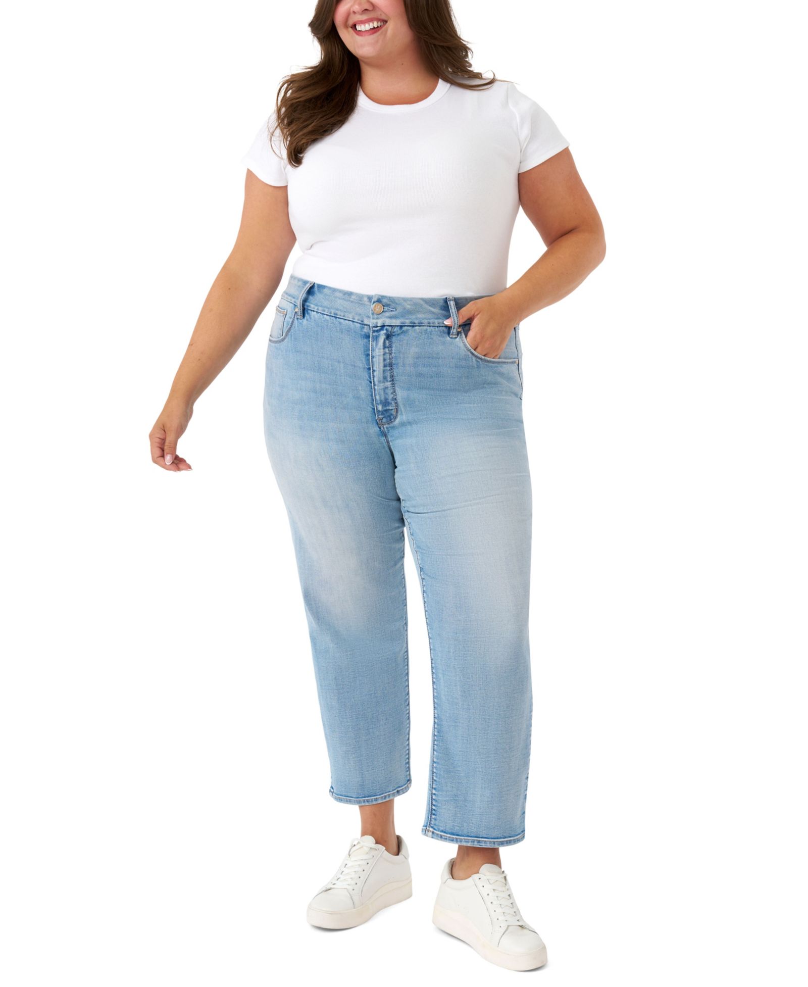Seven7 Plus Size Tummyless Ankle Straight Jeans