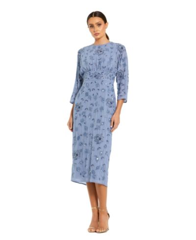 Mac Duggal Women's Floral Embellished Georgette Blouson Midi Dress