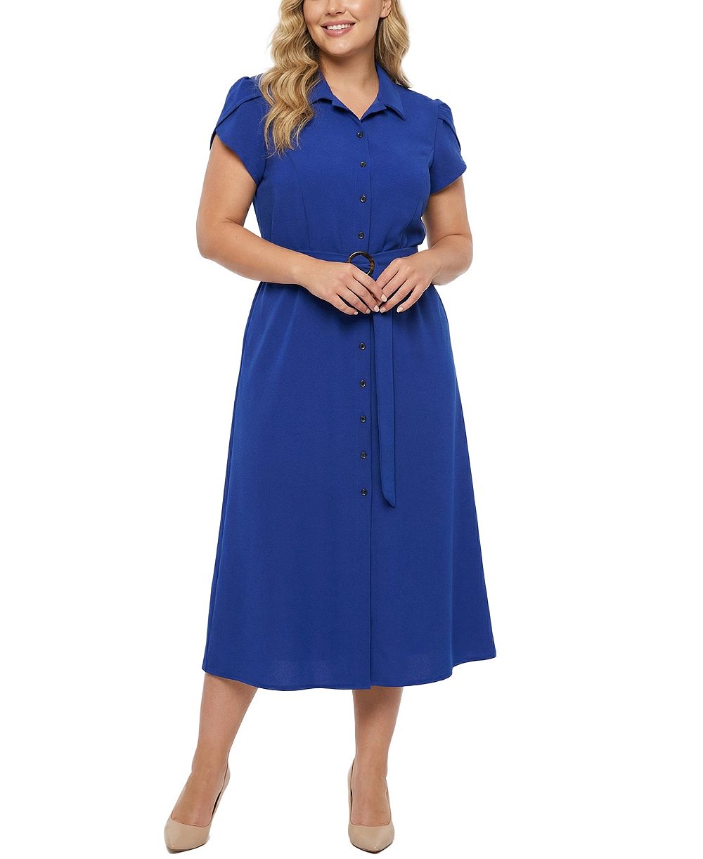 NY Collection Plus Size Midi Petal Sleeve Dress