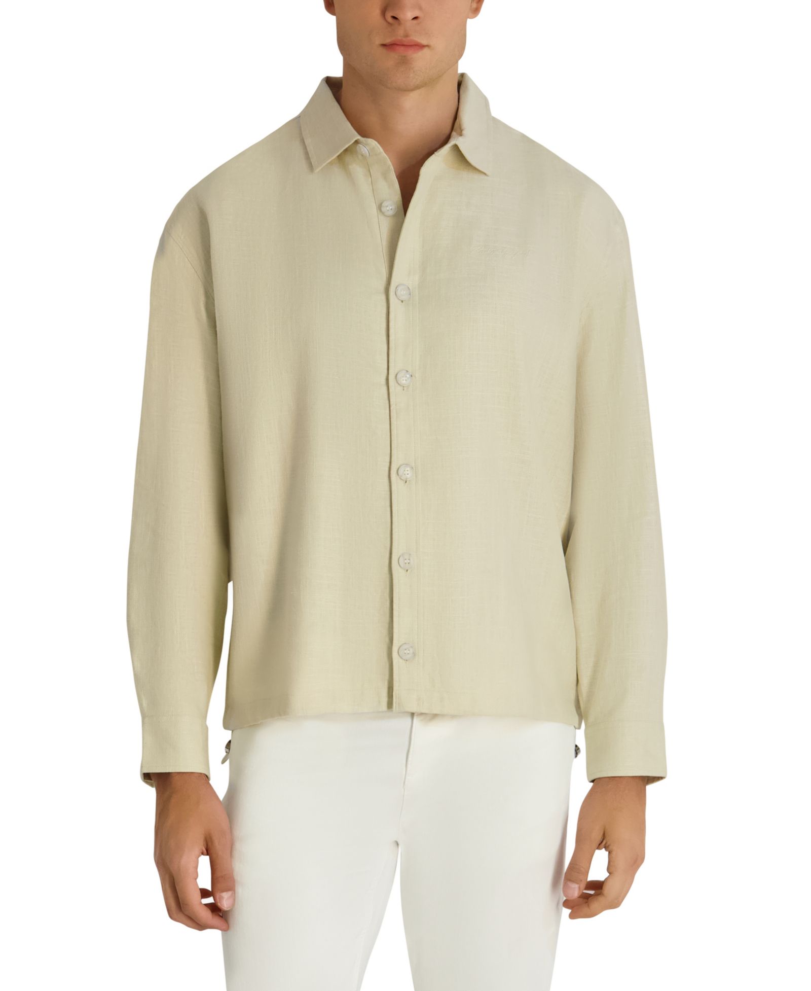 KARL LAGERFELD PARIS Men's Relaxed-Fit Linen-Blend Shirt Jacket