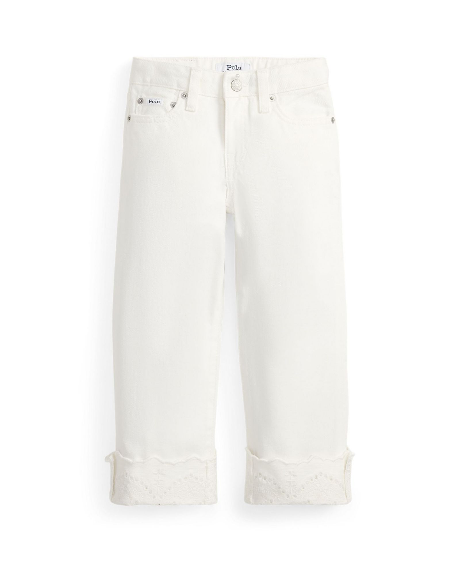 Детские джинсы Polo Ralph Lauren Girls' 2T-6X Eyelet-Cuff Cotton Denim Wide-Leg